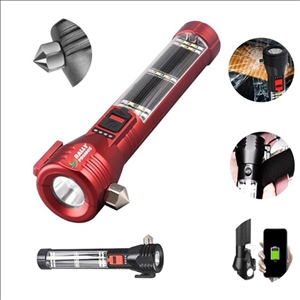 Multi Function Emergency Solar Rechargeable LED Flashlight